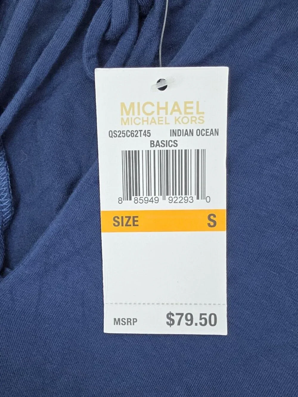 Michael Kors Button Shirt Blouse Womens Small Blue Long Sheer Flounce Sleeve Tie